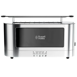 Russell Hobbs Stainless-Steel 2-Slice Extra-Wide-Slot Long Toaster With Glass Accent, Black