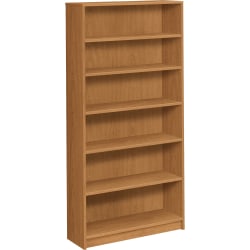HON® 1870-Series Laminate Bookcase, 6 Shelves Harvest