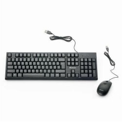 Verbatim Wired Keyboard and Mouse - USB Cable Keyboard - USB Mouse - 1000 dpi - Multimedia Hot Key(s) - 70734