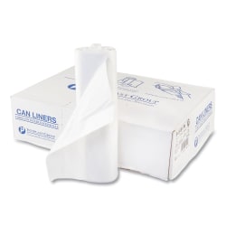 Interplast Group High Density Commercial Can Liners, 56 gal, 17 mic, 43" x 48", Clear, Interleaved Roll, 25 Bags/Roll, 8 Rolls/Carton