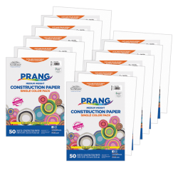 Prang Construction Paper, Medium Weight, 9" x 12", Bright White, 50 Sheets Per Pack, Set Of 10 Packs