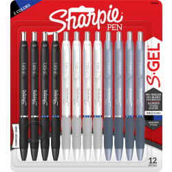 Sharpie® S-Gel Fashion Barrel Gel Pens, Medium Point, 0.7 mm, Assorted Barrel, Assorted Ink, Pack Of 12 Pens