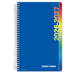 2026-2027 Global 11-Month Weekly/Monthly Academic Year Secondary Student-Block Planner, 5-1/2" x 8-1/2", Blue, August To June, Total Qty 1