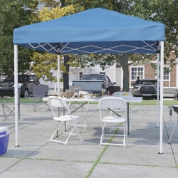 Flash Furniture Portable Tailgate/Event Tent Set - 8'x8' Pop Up Canopy Tent, 6-Foot Bi-Fold Table, Set of 4 Folding Chairs, Blue
