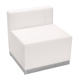 Flash Furniture HERCULES Alon Series LeatherSoft Chair with Brushed Stainless Steel Base, Melrose White