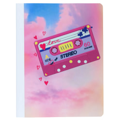 Top Flight Fashion Composition Book, 9-3/4" x 7-1/2", Wide Rule, 80 Sheets, Cassette Tape