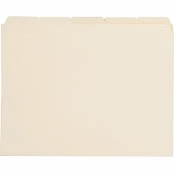 Business Source 1/5 Tab Cut Letter Top Tab File Folders - 8 1/2" x 11" - 3/4" Expansion - Assorted Tab Position - Manila -100 / Box