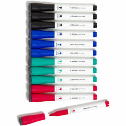 U Brands Magnetic Dry-Erase Markers - Medium Marker Point - Erasable - Assorted Ink - White Plastic Barrel - 12 / Pack