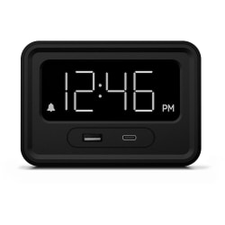 Nonstop Station E Alarm Clock, 3"H x 4-5/8"W x 2-7/16"D, Black