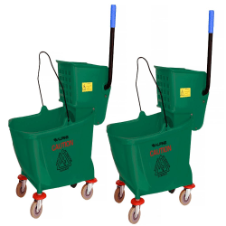 Alpine Industries 36-Quart PVC Mop Buckets With Side Wringers, 34" x 15", Green, Pack Of 2 Buckets