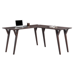 Realspace® Trezza 62"W L-Shaped Desk, Warm Walnut