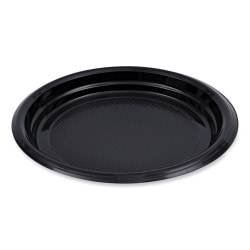 Boardwalk® Hi-Impact Plastic Plates, 9", Black, Carton Of 500 Plates