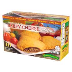Caribbean Food Delights Jamaican Style Beefy Cheese Patties, 5 Oz, Case Of 10 Patties
