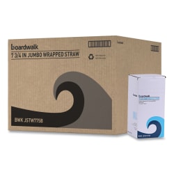 Boardwalk® Wrapped Jumbo Straws, 7-3/4", Black, 250 Straws Per Pack, Case Of 50 Packs
