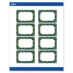 Avery® Printable Christmas Labels With Sure Feed® Technology, 94237, Rectangle, 2" x 3", Matte White/Teal & Gold Frame Design, 80-PK