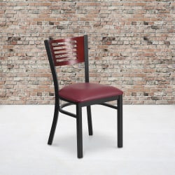 Flash Furniture Decorative Slat Back Restaurant Chair, Mahogany/Burgundy/Black