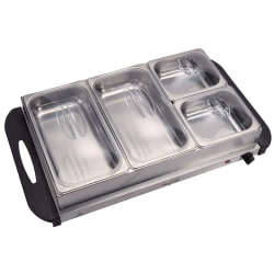 MegaChef Buffet Server & Food Warmer, 4 Removable Sectional Trays, Silver