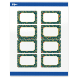 Avery® Printable Christmas Address Labels With Sure Feed® Technology, 94237, Rectangle, 2" x 3", Glossy White/Teal & Metallic Gold Frame, 80-PK