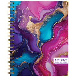 2026-2027 Excello Brands 14-Month Academic Year Hardcover Weekly/Monthly Fashion Planner, 8-1/2" x 11", Pink Purple Marble, May To June, Total Qty 1