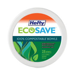 Hefty® ECOSAVE™ Tableware Bowls, 16 Oz, White, Pack Of 25 Bowls