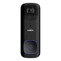Lorex Wi-Fi Battery-Operated 2K Smart Video Doorbell, 5.8"H x 2.1"W x 2.1"D, Black