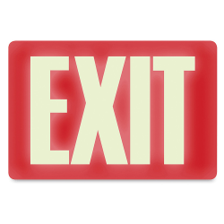 U.S. Stamp & Sign Glow-In-The-Dark Sign, 12" x 8", "Exit", Red/White