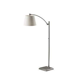 Adesso® York Floor Lamp, 66"H, Off-White Shade/Brushed Silver Base