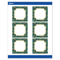 Avery® Printable Christmas Labels with Sure Feed® Technology, 94101, Square, 3" x 3", Matte White With Teal & Metallic Gold Frame Design, Pack Of 60