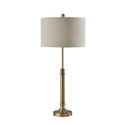 Adesso® Simplee Barton Table Lamp, Adjustable, 34-1/2"H, Oatmeal/Antique Brass