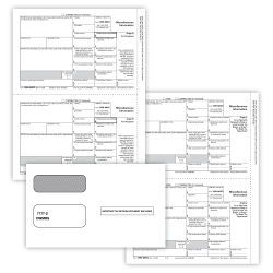 ComplyRight® 1099-MISC Recipient Only Tax Form Set, 3-Part, 2-Up, Copy B, State/File, State/File, 8-1/2" x 11", Pack of 50 Forms and Envelopes