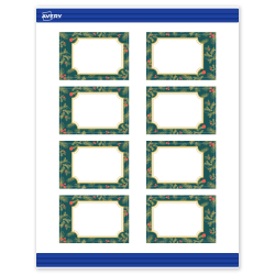 Avery® Printable Christmas Tags with Sure Feed® Technology, 2" x 3", Matte White With Teal & Metallic Gold Frame Design, Pack Of 80
