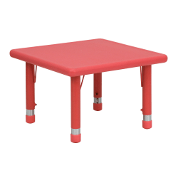 Flash Furniture 24" Square Plastic Height-Adjustable Activity Table, Red