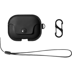 Twelve South AirSnap Pro Carrying Case Apple AirPods Pro - Black - Top Grain Leather, Metal, Full Grain Leather Body - Clip, Wristlet Strap, Wrist Strap, Carrying Strap - 1.3" Height x 5.3" Width x 3.3" Depth - 1 Pack