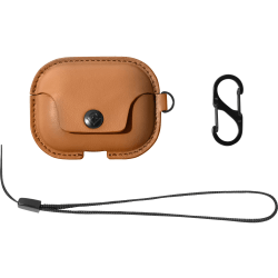 Twelve South AirSnap Pro Carrying Case Apple AirPods Pro - Cognac - Full Grain Leather, Metal, Nylon Body - Wrist Strap, Carabiner Clip, Clip, Carrying Strap - 1.3" Height x 5.3" Width x 3.3" Depth - 1 Pack