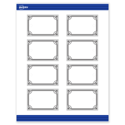Avery® Printable Christmas Tags with Sure Feed® Technology, 2" x 3", Matte White With Metallic Silver Border  Black Frame Design, Pack Of 80