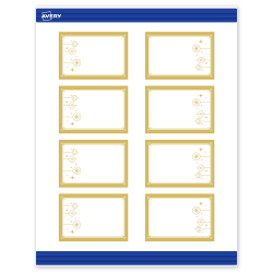 Avery® Printable Christmas Tags with Sure Feed® Technology, 2" x 3", Matte White With Metallic Gold Hanging Ornaments Design, Pack Of 80