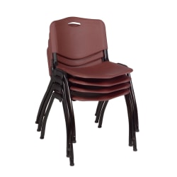 Regency M Breakroom Stacking Chairs, Chrome/Burgundy, Pack Of 4 Chairs
