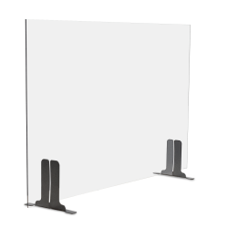 MARVEL Sneeze Guard With Antimicrobial Protection, 25-1/2" x 30", Silver/Clear