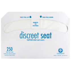Hospeco Discreet Seat Half Fold Recycled Fiber Toilet Seat Covers, White, 250 Covers Per Pack, Case Of 4 Packs