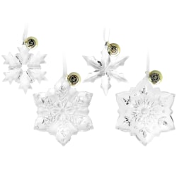 Martha Stewart Holiday Crystal Snowflake 4-Piece Ornament Set, Clear