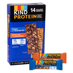 KIND Protein Crunchy Peanut Butter & Dark Chocolate Nut Variety Pack, 1.76 Oz, Pack Of 14 Bars