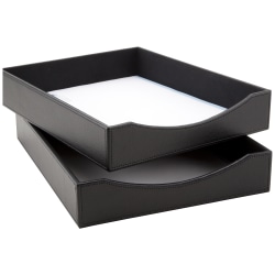 Realspace® Black Faux Leather Paper Tray, Letter Size