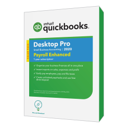 Intuit® QuickBooks® Desktop Pro 2020, With Enhanced Payroll, Disc & Download