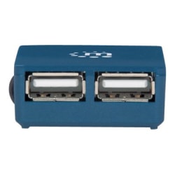 Manhattan USB-A 4-Port Micro Hub, 4x USB-A Ports, Blue, 480 Mbps (USB 2.0), Bus Power, Equivalent to Startech ST4200MINI2, Hi-Speed USB, Three Year Warranty, Blister - Hub - 4 x USB 2.0 - desktop