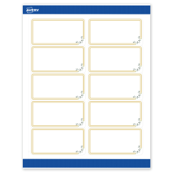 Avery® Printable Labels With Sure Feed® Technology, S00-DMZ-PRWMP10, Rectangle, 2" x 4", Matte White, Preprinted Double Gold Border with Florals Design, Pack Of 100