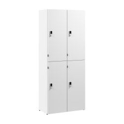 Bush Business Furniture Assure Two Tier 4 Door Storage Lockers with Keypad Locks, White, Standard Delivery