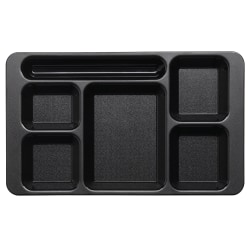 Cambro Camwear® 5-Compartment Trays, 15"W, Black, Pack Of 24 Trays