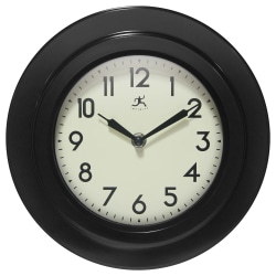 Infinity Instruments Retro Escape Wall Clock, 9-3/4"H x 9-3/4"W x 2"D, Black
