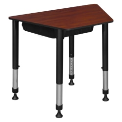 Regency 36"W Trapezoidal Adjustable Height Student Desk With Book Storage, Cherry