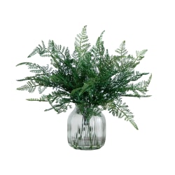 Nearly Natural 17"H Artificial Forest Fern Arrangement With Glass Vase, 17"H x 17"W x 17"D, Clear/Green